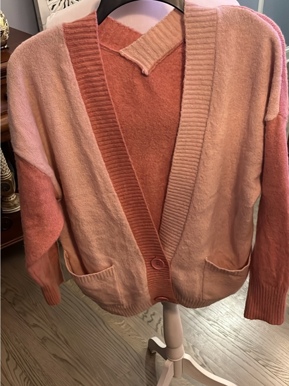Missguided Plus Pink and Coral Colorblock Oversized Cardigan